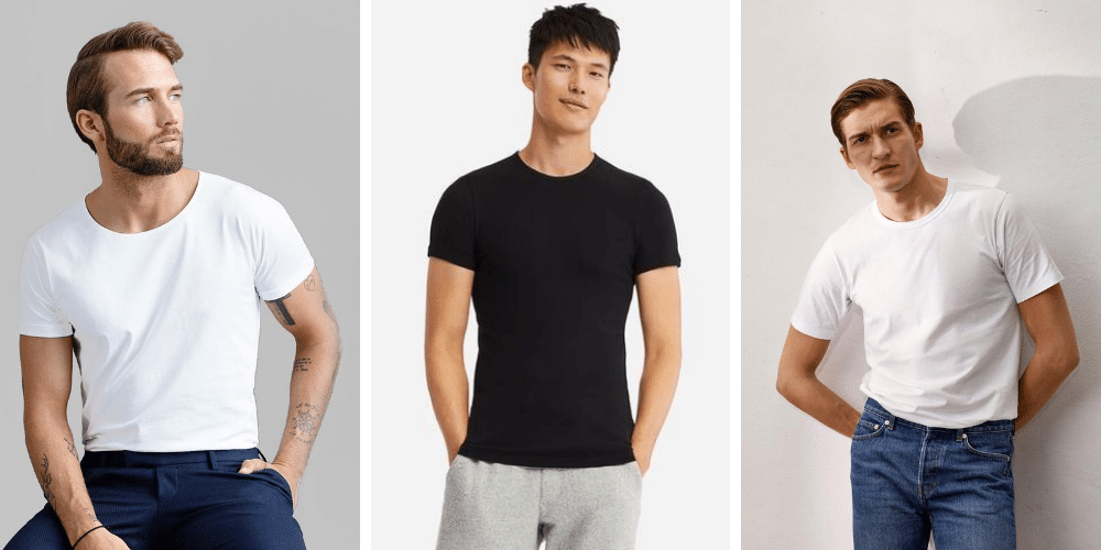 models wearing plain men's tshirts