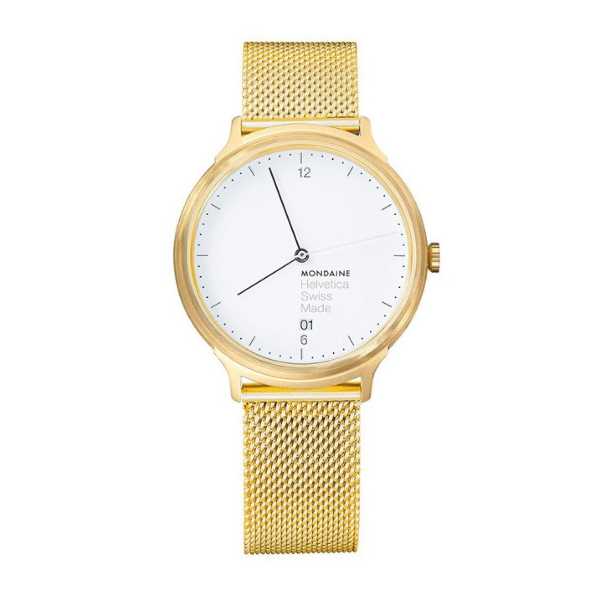 mondaine helvetica light gold watch