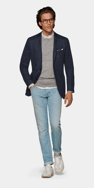 Blazer with outlet light blue jeans