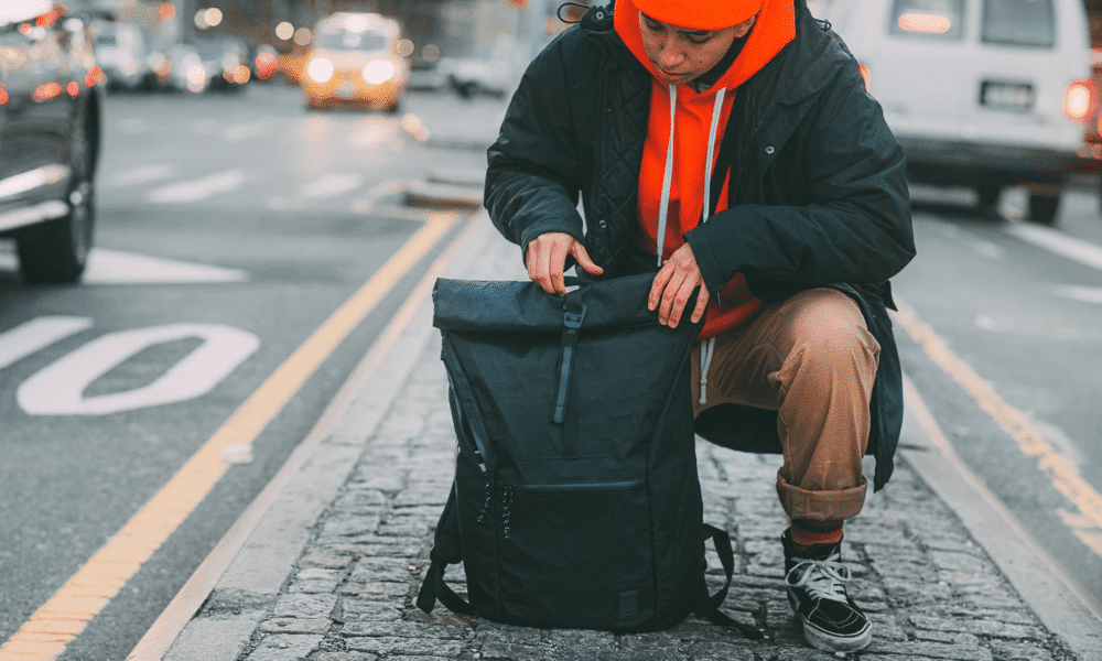 commuter with backpack