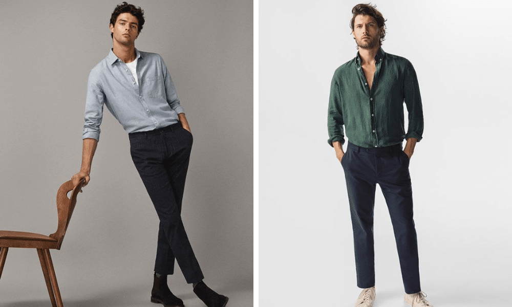 examples of men with shirt tucked in