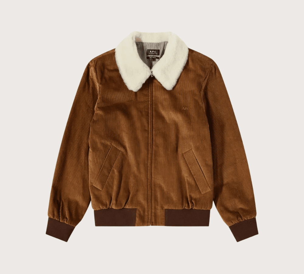 apc corduroy jacket with shearling collar