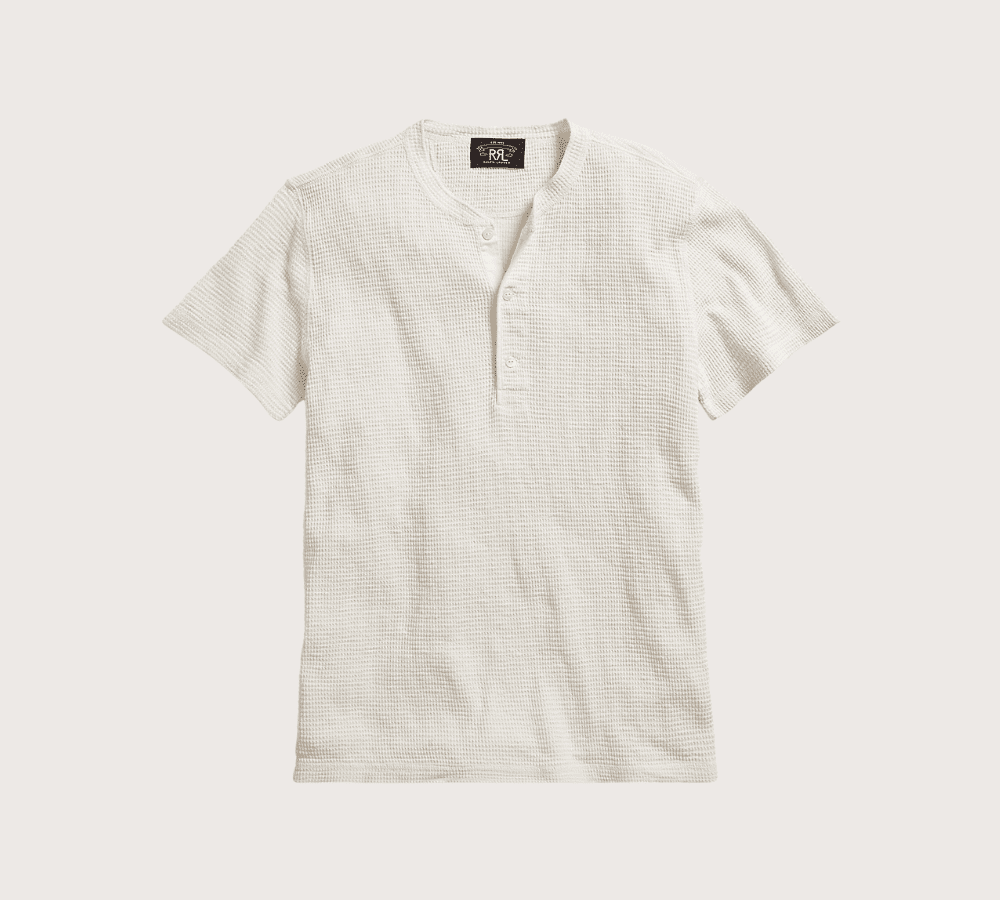 RRL Waffle-Knit Short-Sleeve Henley Shirt