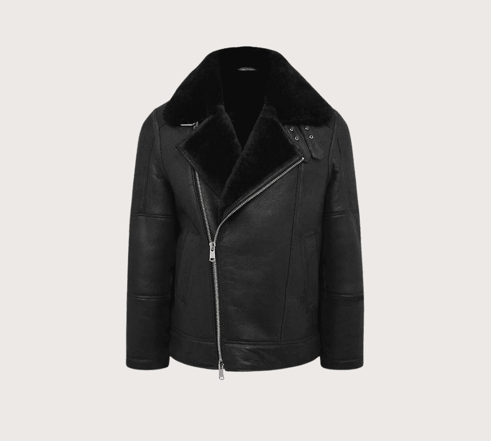 sherpa lined suede biker jacket