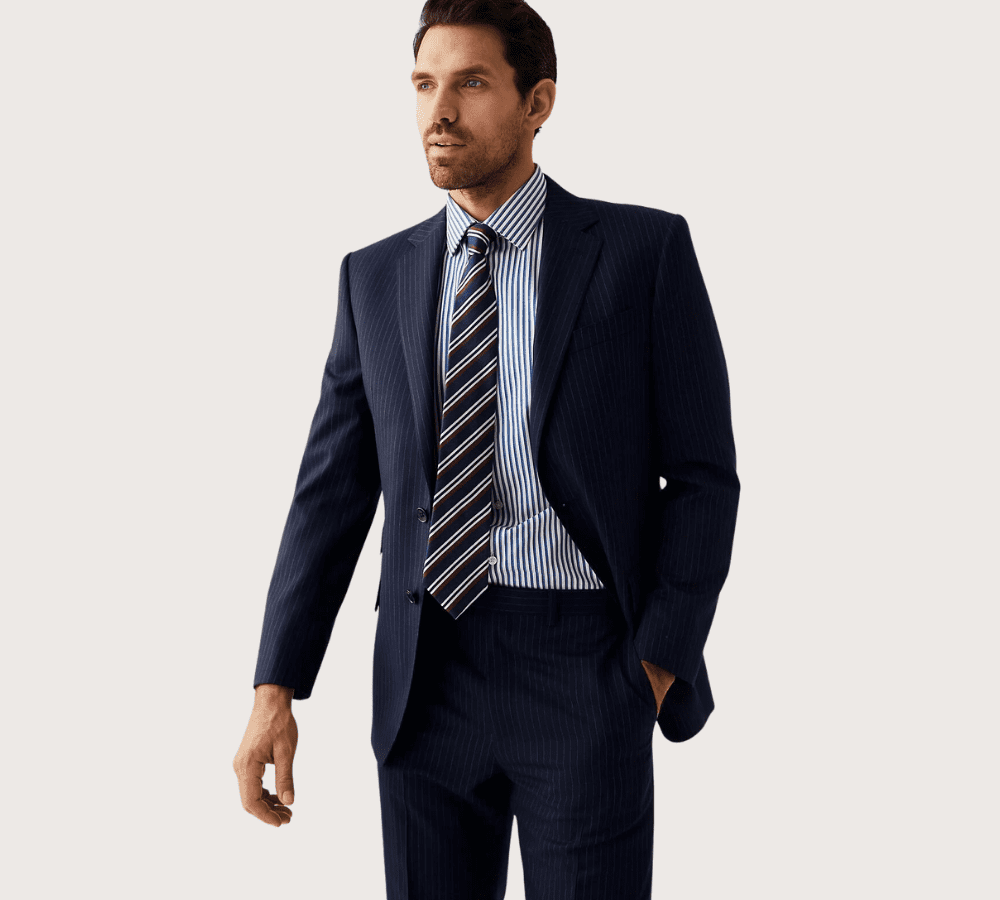 M&S Regular Fit Wool Rich Pinstripe Suit
