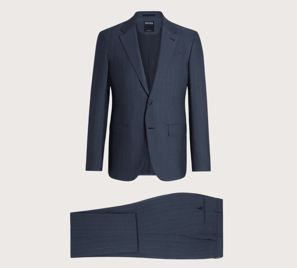 Zegna Dark Blue Pinstriped Suit