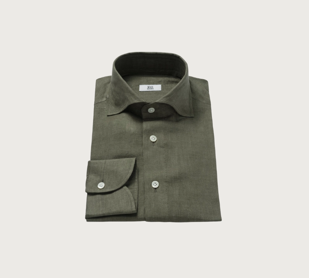 100 Hands Olive Green Linen Shirt