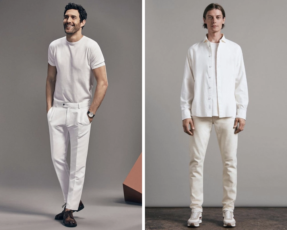 how men can wear an all white outfit