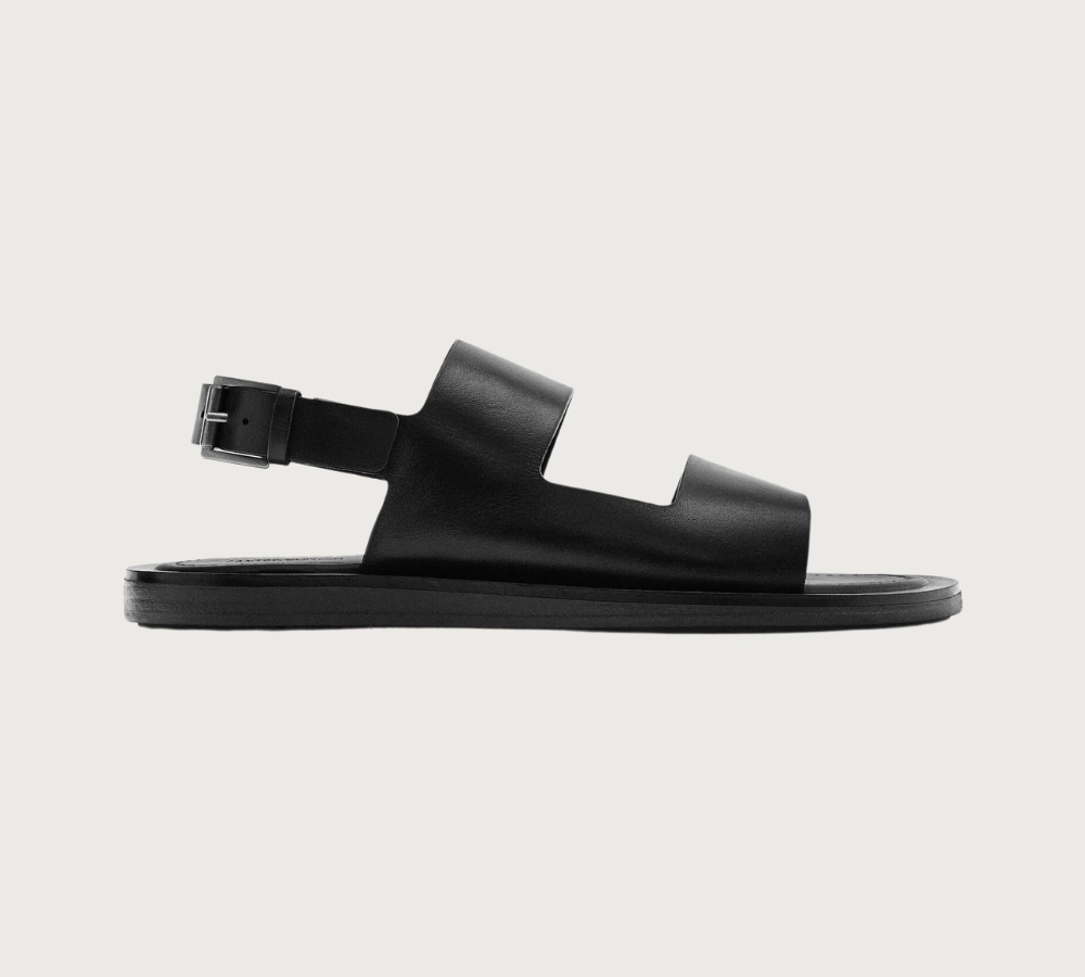 Massimo Dutti Black Leather Sandals