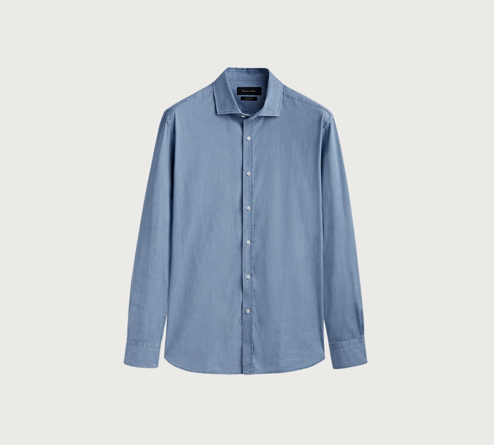 Massimo Dutti Bleach Wash Denim Shirt