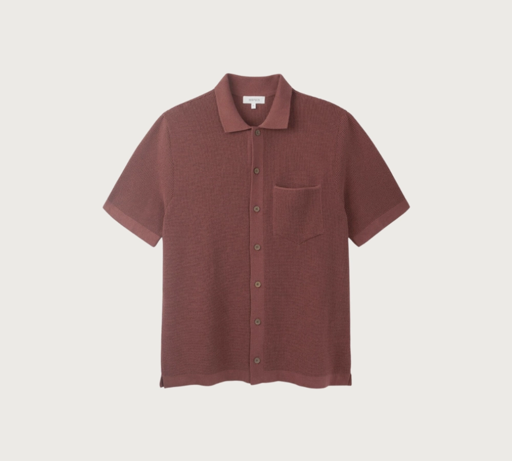 Sirplus Terracotta Waffle Knit Polo