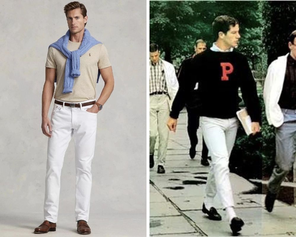white jeans in ivy league style