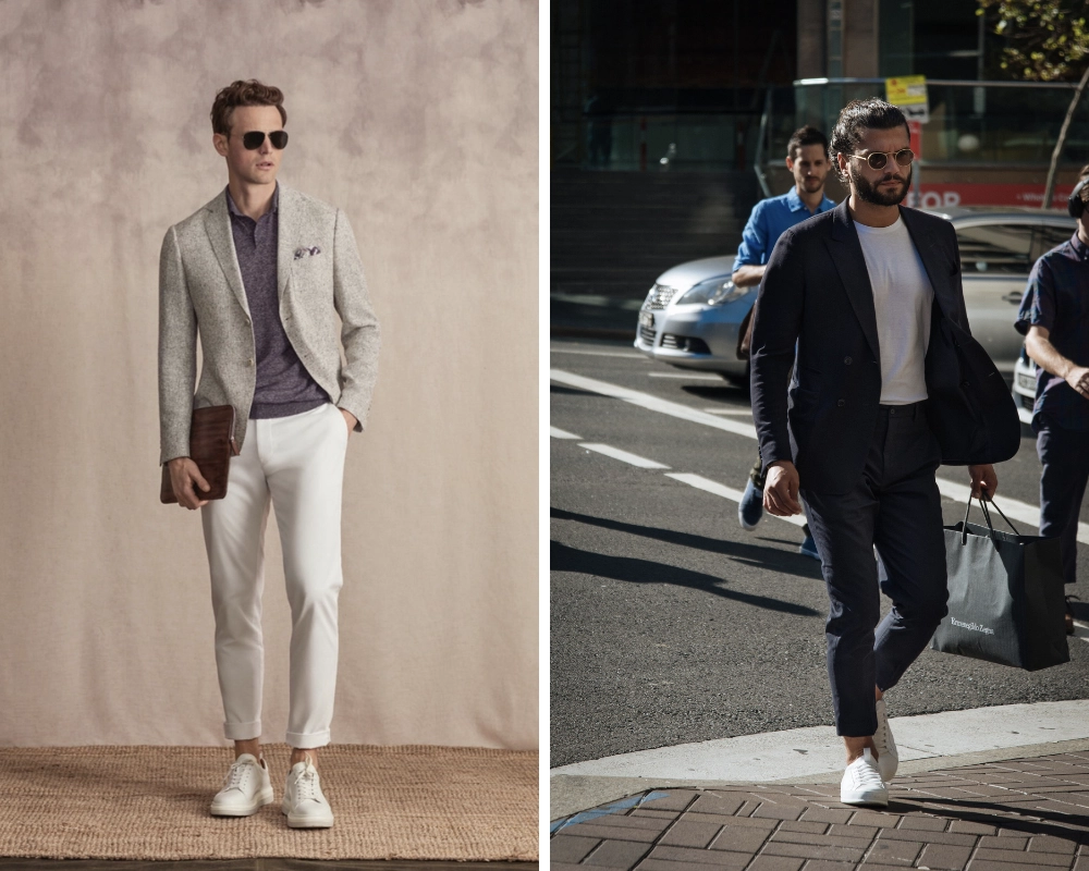mens style inspiration for white trainers