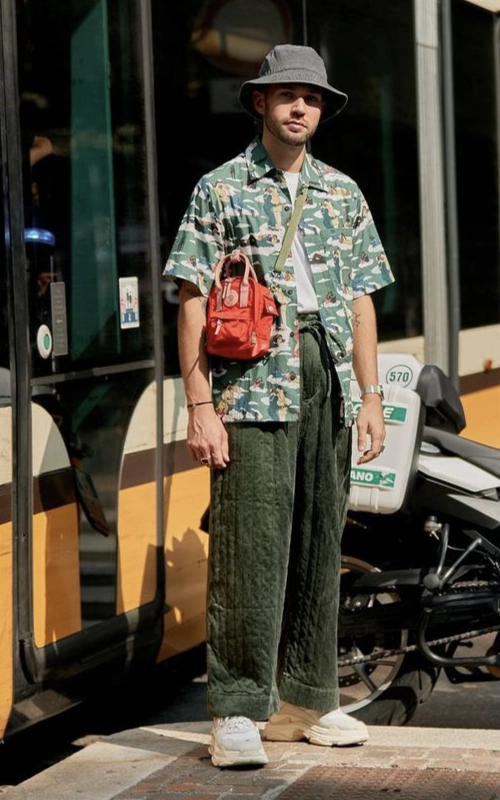 Printed Shirt and Wide-Leg Trousers