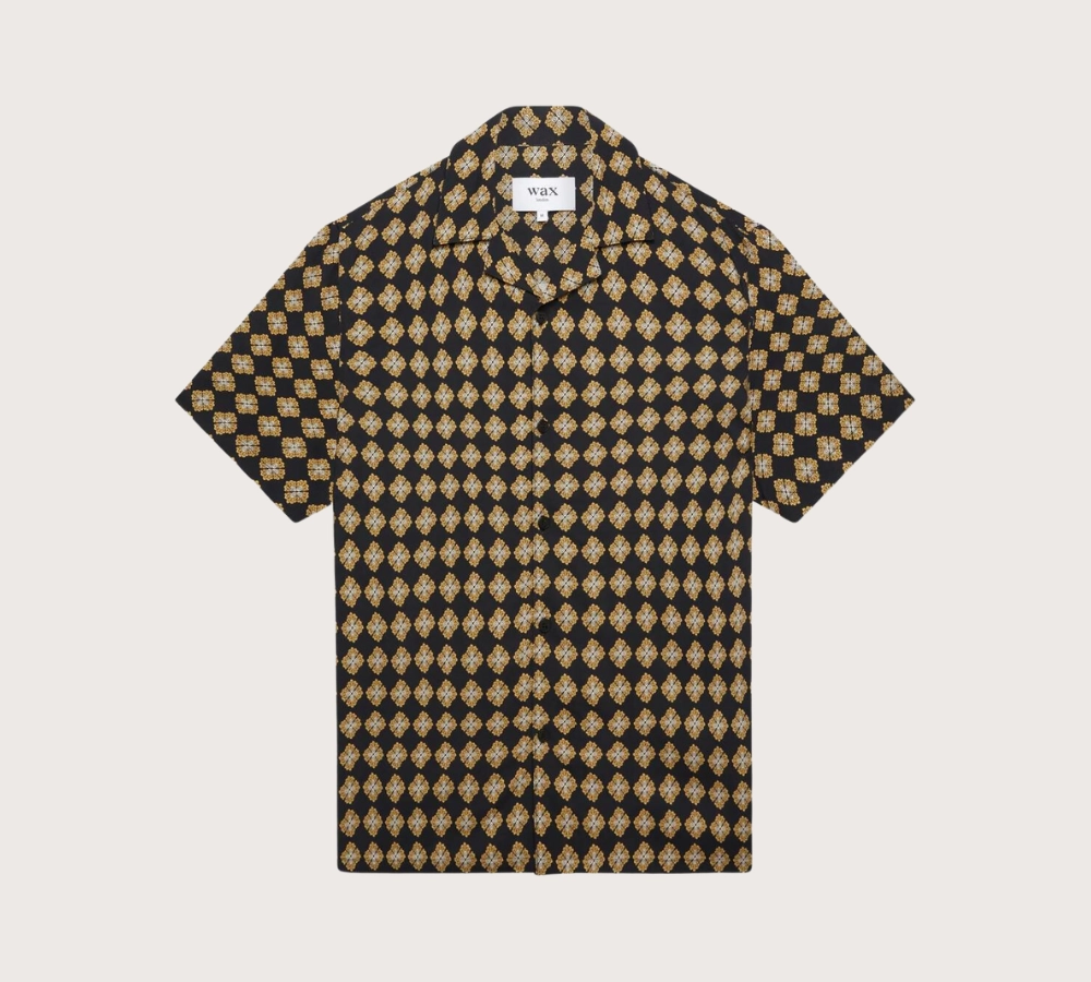 Wax London Didcot Shirt Black Amalfi